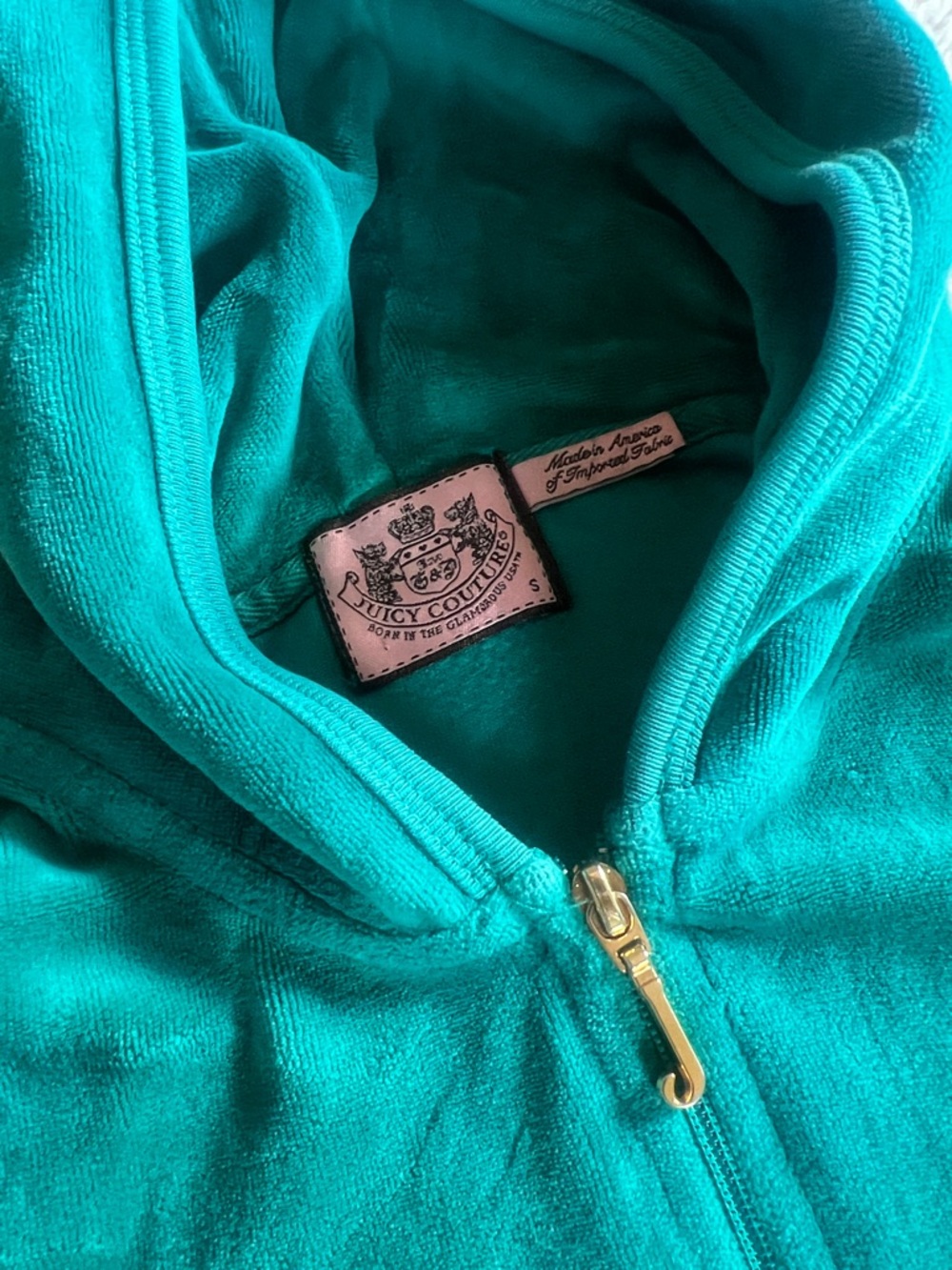 Juicy Couture Teal Velour Zip-Up Hoodie - Picture 2 of 4